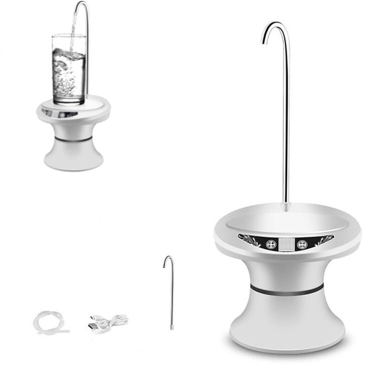 Tray Bucket Water Pump USB Rechargeable Wireless Electric Mineral Water Bucket Automatic Water Dispenser (White)