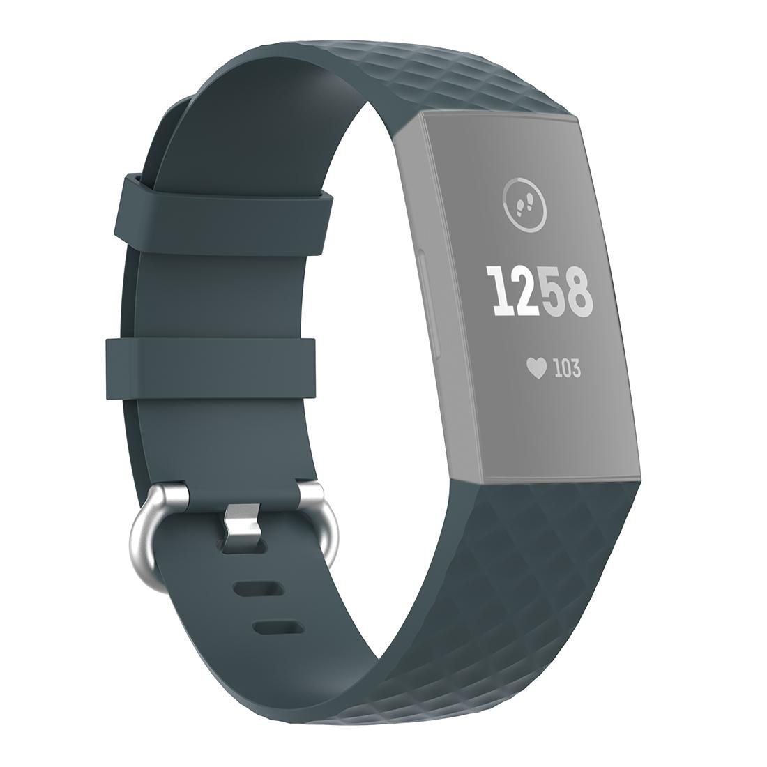 18mm Silver Color Buckle TPU Wrist Strap Watch Band for Fitbit Charge 4 / Charge 3 / Charge 3 SE, Size: L (Rock Teal)