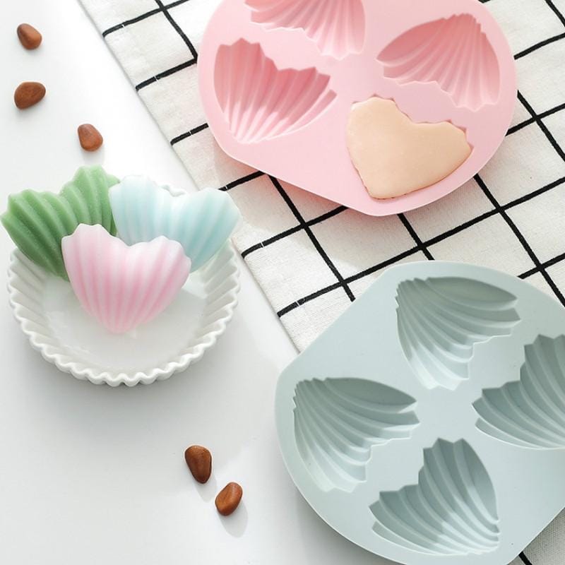 6 PCS Shell Ice Tray Cake Mold Baking Household Small Love Heart-shaped Non-stick Silicone Mold (Pink)