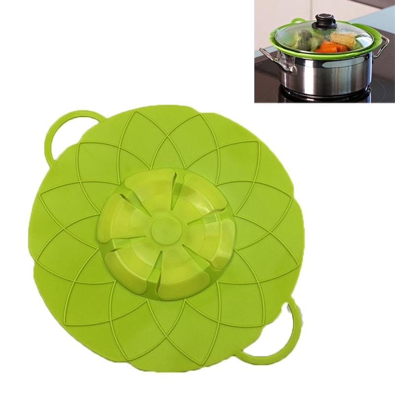 Silicone lid Spill Stopper Cover For Pot Pan Kitchen Accessories Cooking Tools Flower Cookware Utensil (Green)