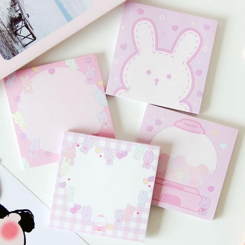 2 PCS Cute Rabbit N Times Sticky Notes Paper Notepad Stationery School Supplies (Heart Rabbit)