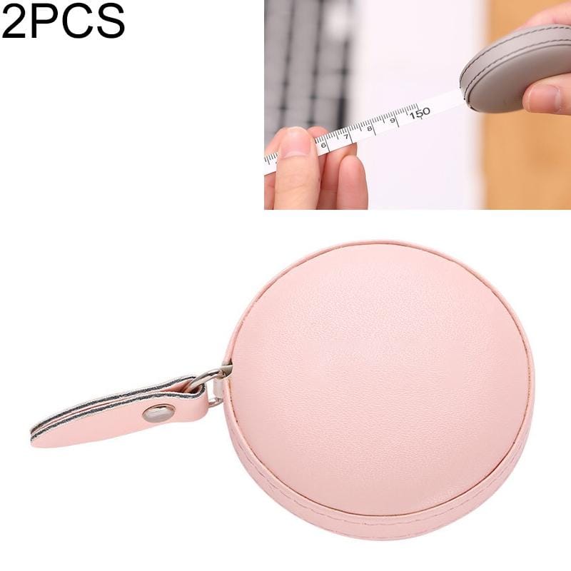2 PCS Mini Tape Measure Cute Portable PU Measuring Ruler Measuring Bust Hips Waist Soft Tape (Pink)