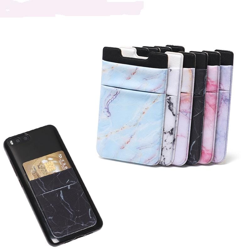 Marble Pattern Road Stretch Phone Back Plastic Card Holder Sticky Phone Clip (Blue)