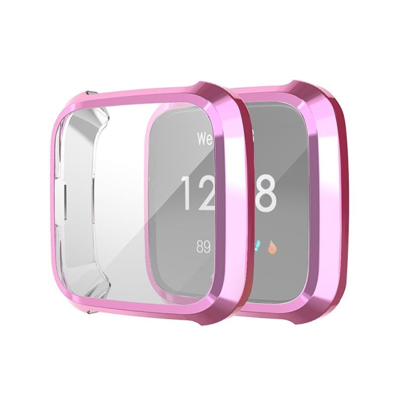 For Fitbit Versa Lite Smart Watch Full Coverage Plating TPU Protective Case (Pink)