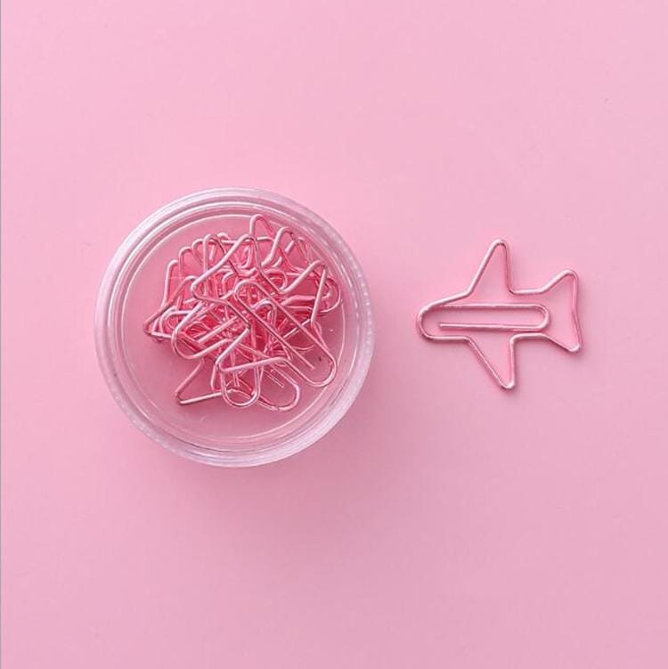 Creative Cartoon Hollow Paper Clip Set Pink Cute Bookmark Pin Clip Stationery Office Supplies (Aircraft)