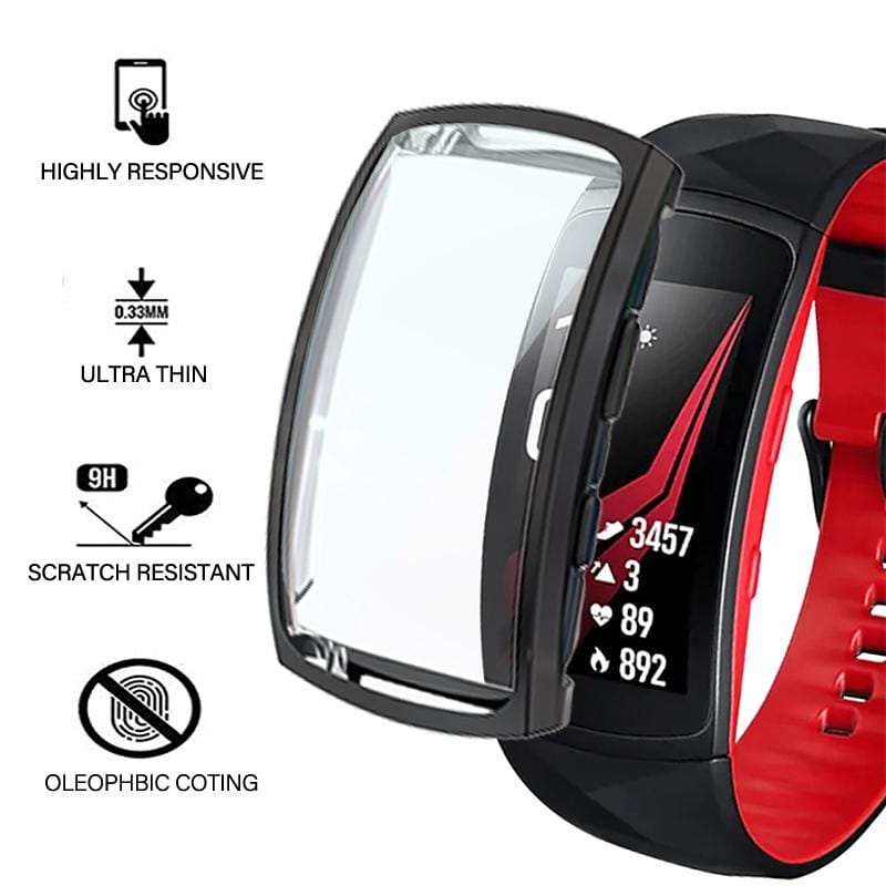 For Samsung Gear Fit 2 Pro Full Coverage Plating TPU Watch Case (Transparent)