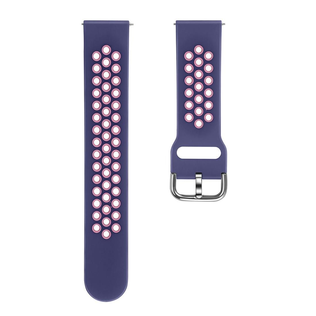 For Galaxy Watch 46 / S3 / Huawei Watch GT 1 / 2 22mm Smart Watch Silicone Double Color Wrist Strap Watchband, Size:S (Black Rose Purple)