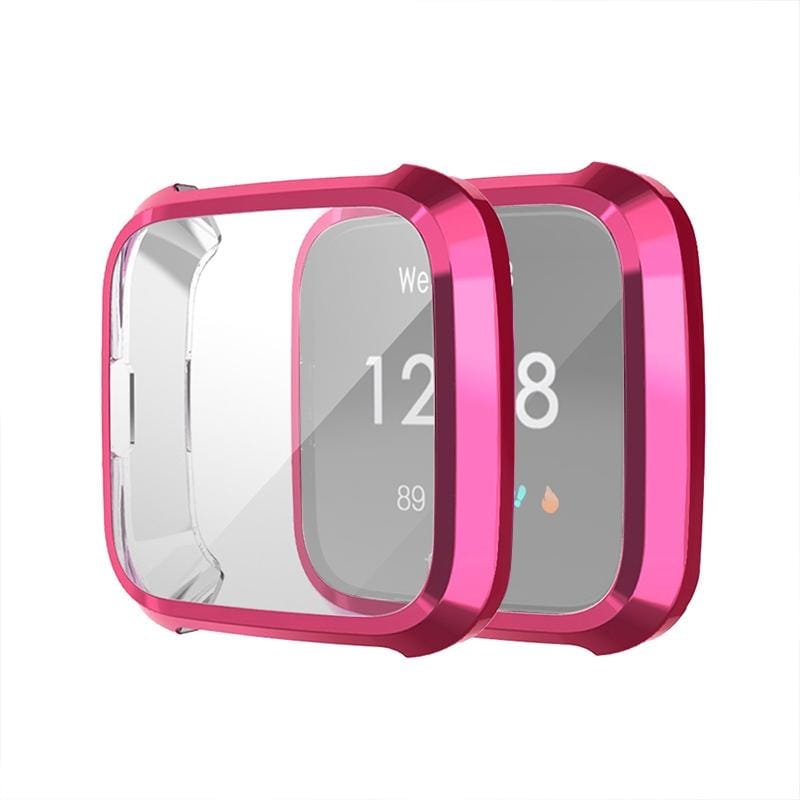 For Fitbit Versa Lite Smart Watch Full Coverage Plating TPU Protective Case (Purplish Red)