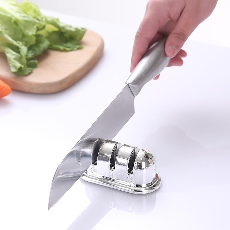 2 PCS Three-stage Sharpening Artifact Home Manual Mini Sharpening Kitchen Knife Scissors Grinding Tool, Specification:  Plating Silver