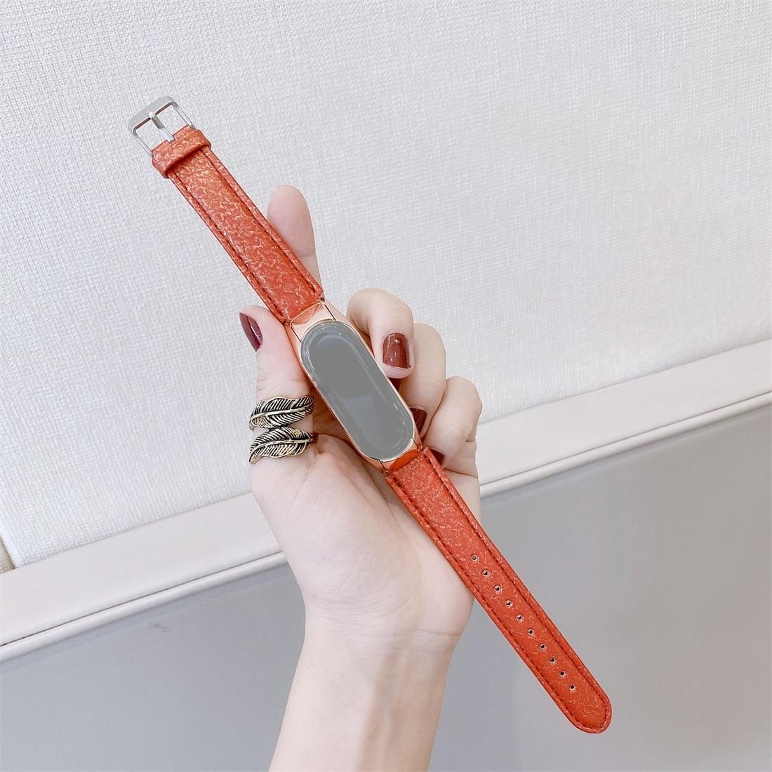 For Xiaomi Mi Band 5 Shell Texture Replacement Strap Watchband, Color:Orange