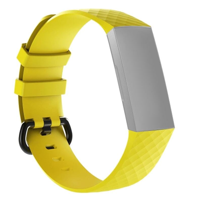 Diamond Pattern Silicone Wrist Strap Watch Band for Fitbit Charge 4 Large Size:210*18mm (Yellow)