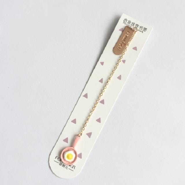 3 PCS Kawaii Creative Metal Cute Animals Bookmarks Funny Book Marker Stationery Gift (Pink bottom omelet)