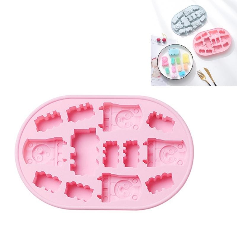 4 PCS Small Train Silicone Ice Tray Mold Food Supplement Box Pudding DIY Baking Cake Mold (Pink)