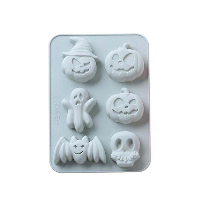 4 PCS Silicone Halloween Cake Mold 6 Hole Baking Mold DIY Ice Mould (Blue)