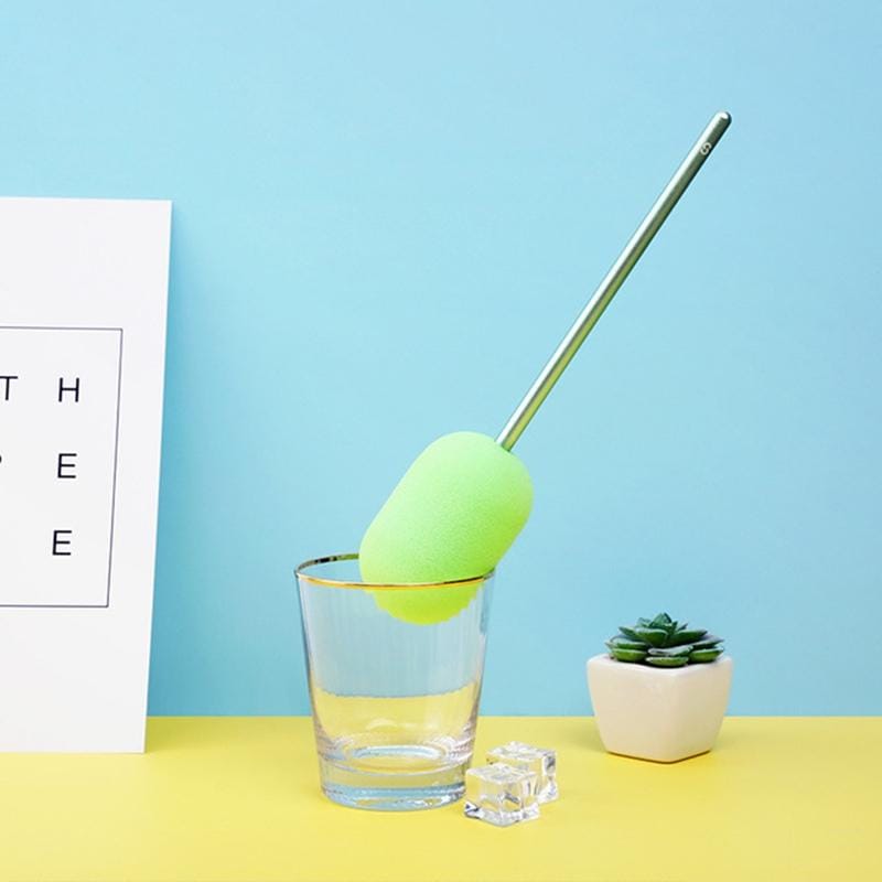 3 PCS Aluminum Alloy Sponge Cup Brush Milk Bottle Glass Tea Cup Cleaning Brush (Lake Blue)