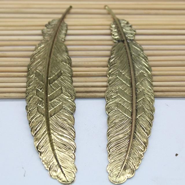 10 PCS Feather Leaf Metal Bookmark Children Student Gift Stationery School Office Supplies (Bronze)