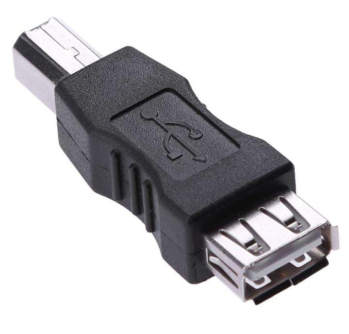 USB 2.0 A Female to B Male Adapter Connector AF to BM Converter for Printer (Black)