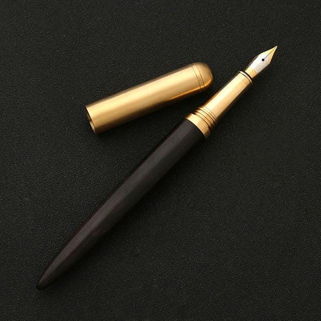 Luxury Wood Fountain Pen School Office Writing Ink Pen Stationery Gifts Supplies (Black wood)