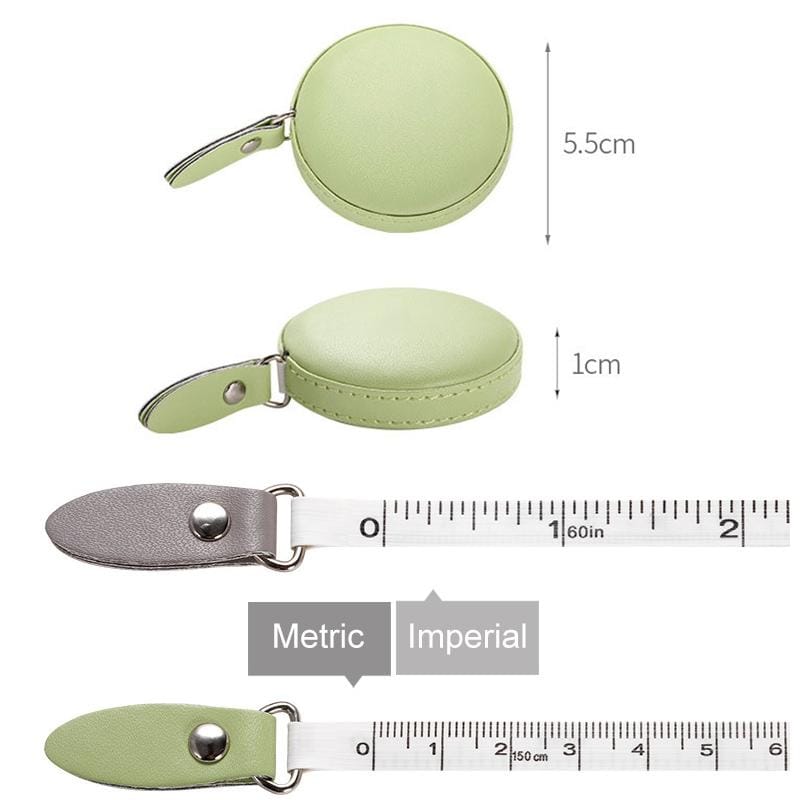 2 PCS Mini Tape Measure Cute Portable PU Measuring Ruler Measuring Bust Hips Waist Soft Tape (Beige)