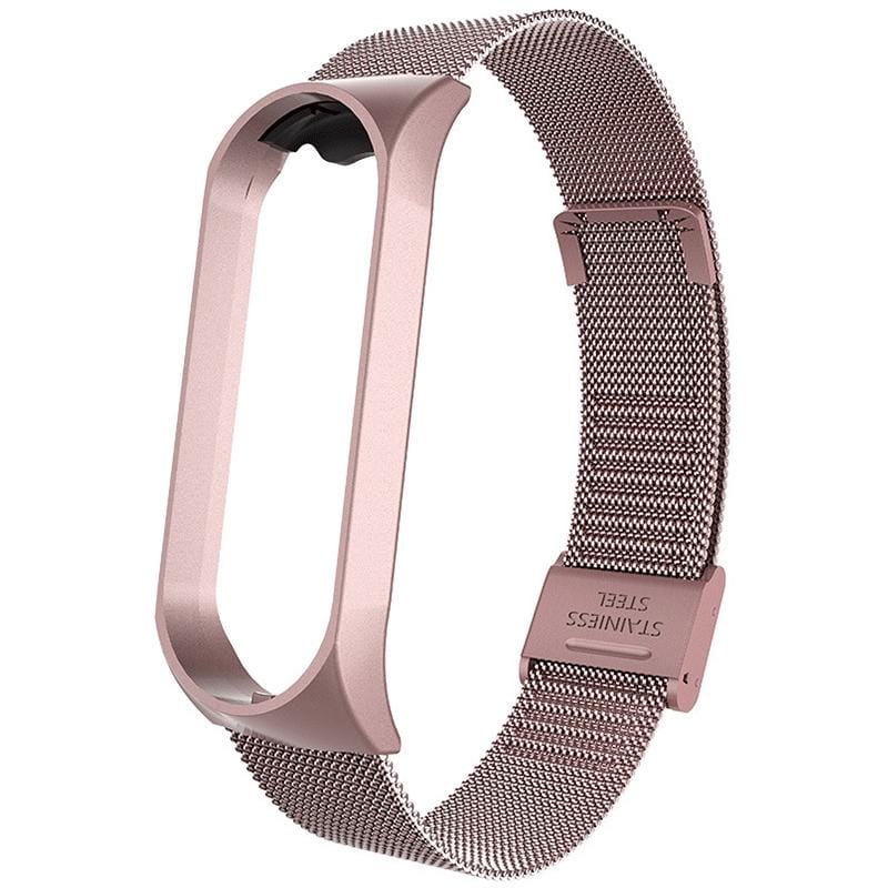 For Xiaomi Mi Band 4 / 3 Milanese Metal Replacement Strap Watchband, Color:Rose Pink