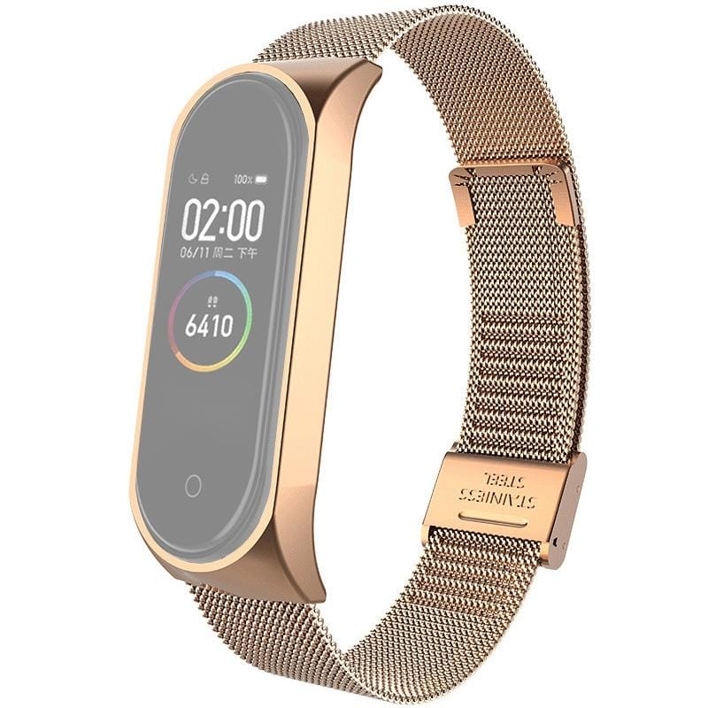 For Xiaomi Mi Band 4 / 3 Milanese Metal Replacement Strap Watchband, Color:Rose Gold