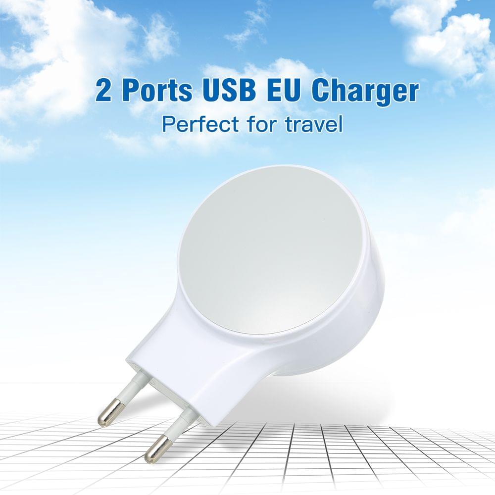 EU Plug 2 Ports USB Charger Wall Adapter EU Adapter 5V 2.1A
