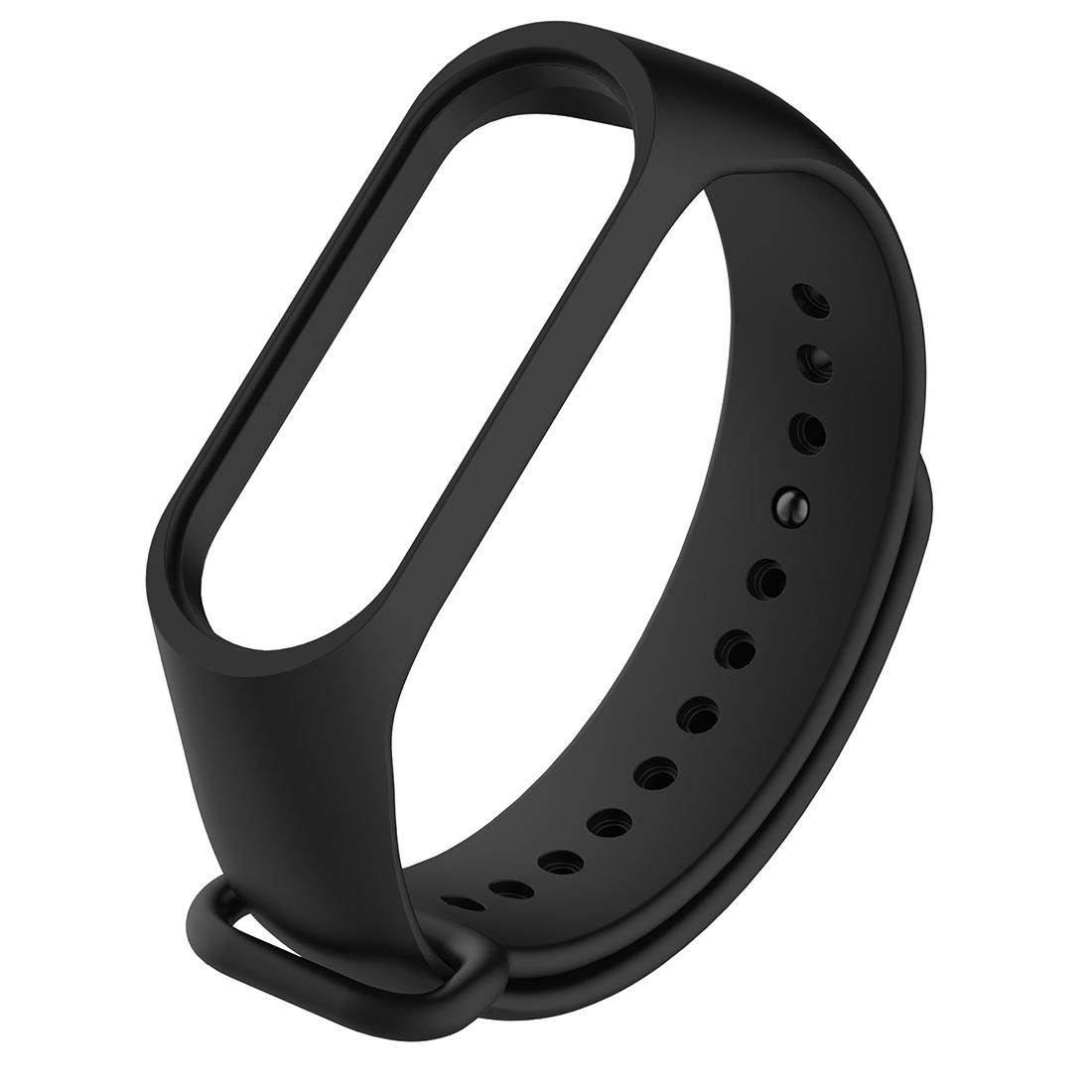 Bracelet Watch Silicone Rubber Wristband Wrist Band Strap Replacement for Xiaomi Mi Band 3 (Black)