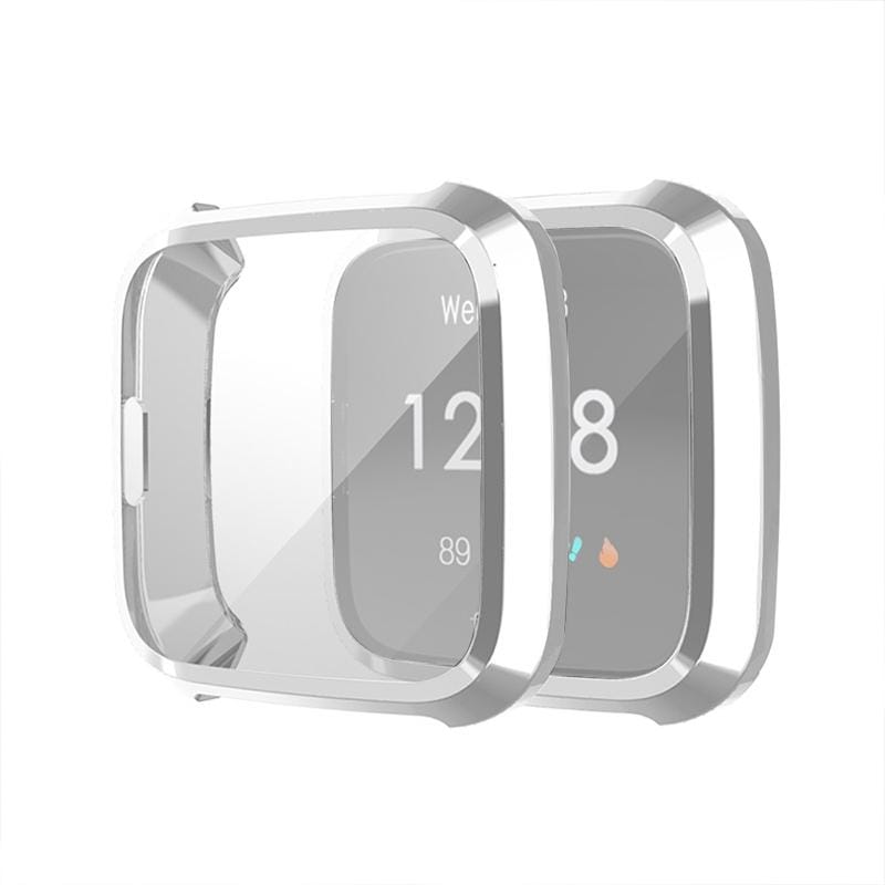 For Fitbit Versa Lite Smart Watch Full Coverage Plating TPU Protective Case (Silver)