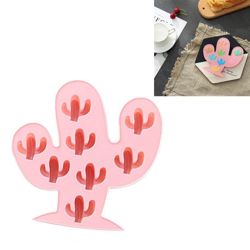 6 PCS Cactus Shape Silicone Ice Tray Mold Handmade DIY Cake Chocolate Baking Mold (Pink)