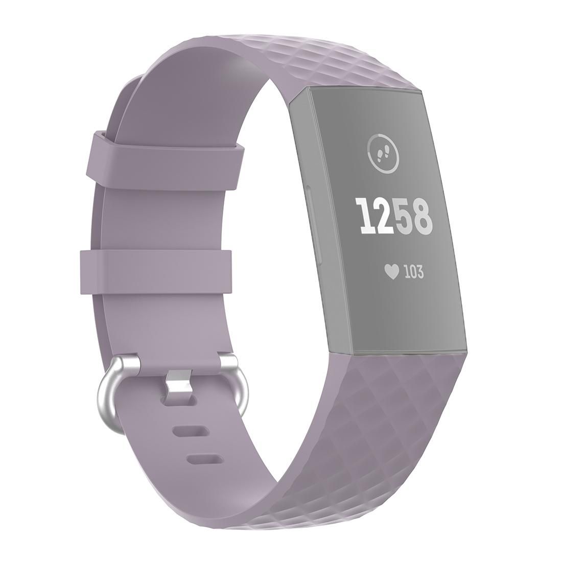 18mm Silver Color Buckle TPU Wrist Strap Watch Band for Fitbit Charge 4 / Charge 3 / Charge 3 SE, Size: S (Light Purple)