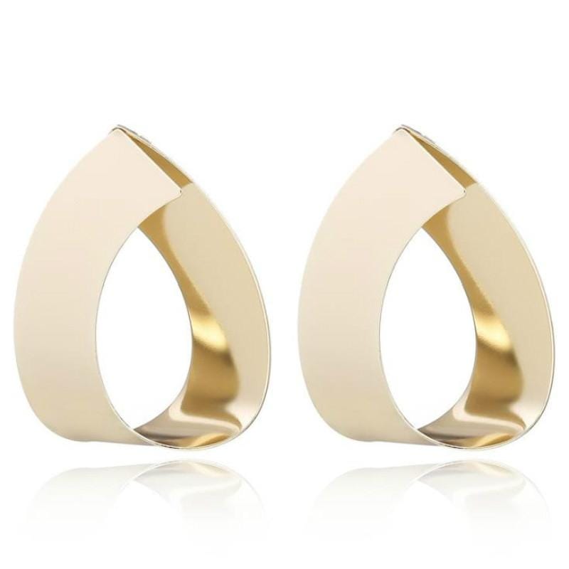 Personal Ear Accessories Geometric Drop Mirror Metal Earrings (Gold)