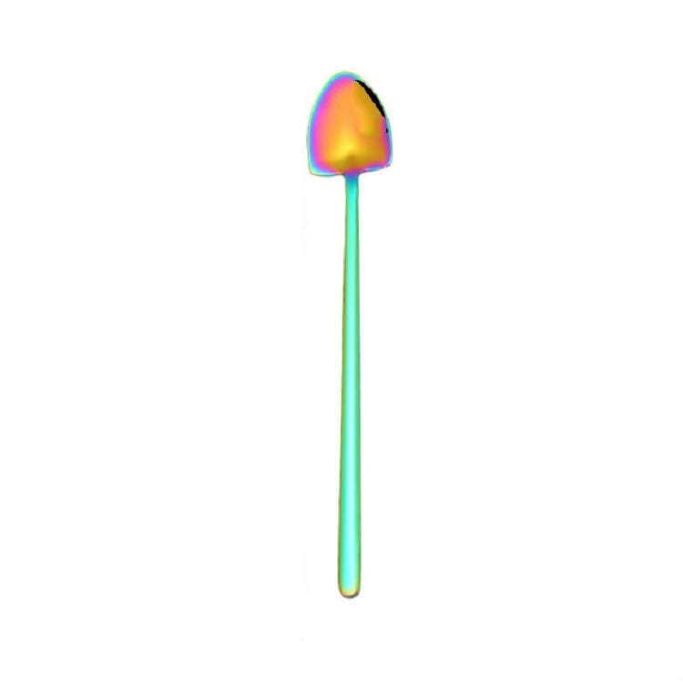 2 PCS Stainless Steel Spoon Creative Coffee Spoon Bar Ice Spoon Gold Plated Long Stirring Spoon, Style:Pointed Spoon, Color:Colorful
