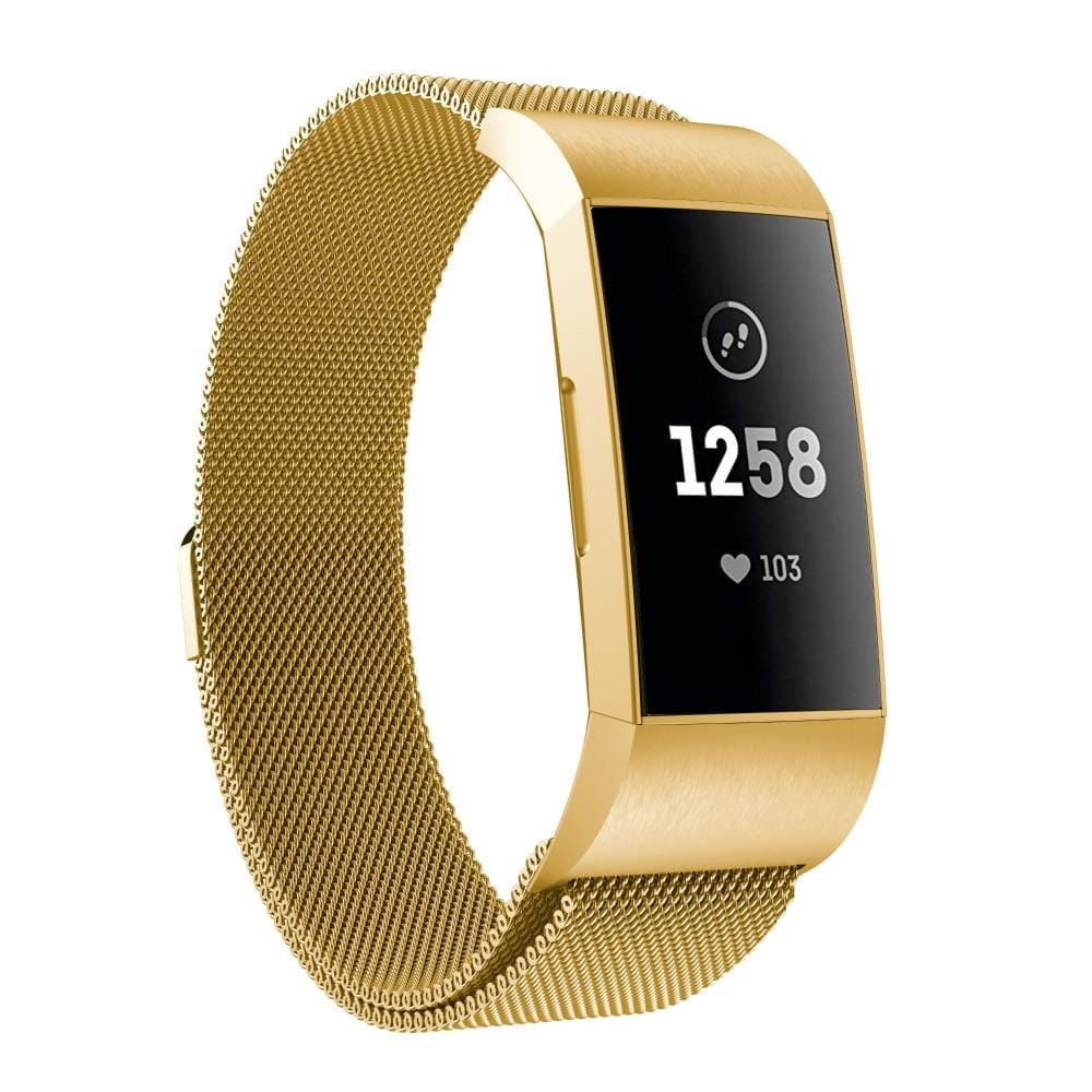 For Fitbit Charger 3 Metal Magnetic Metal Watch Strap (Gold)