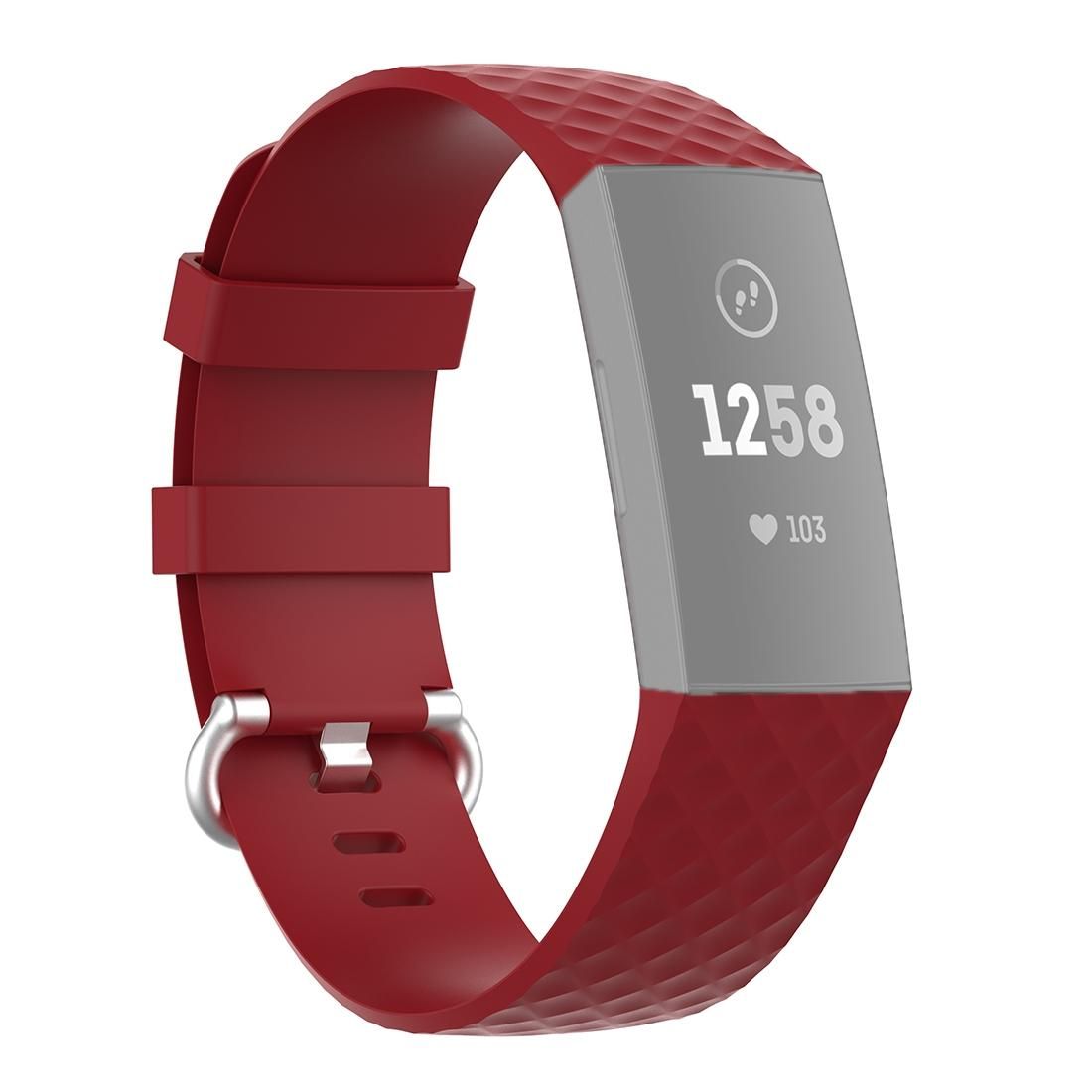 18mm Silver Color Buckle TPU Wrist Strap Watch Band for Fitbit Charge 4 / Charge 3 / Charge 3 SE, Size: L (Red)