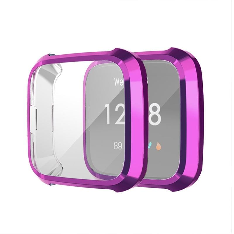 For Fitbit Versa Lite Smart Watch Full Coverage Plating TPU Protective Case (Purple)