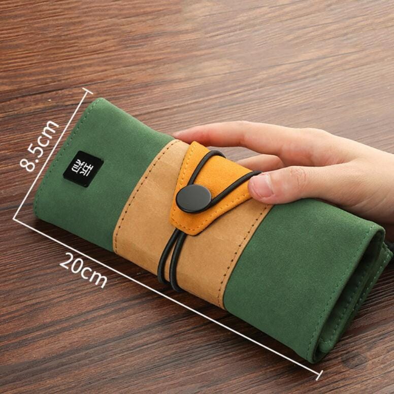 Creative Retro Cute Roll up Pencil Case Colorful Big Storage Pencil Bag (Blue)