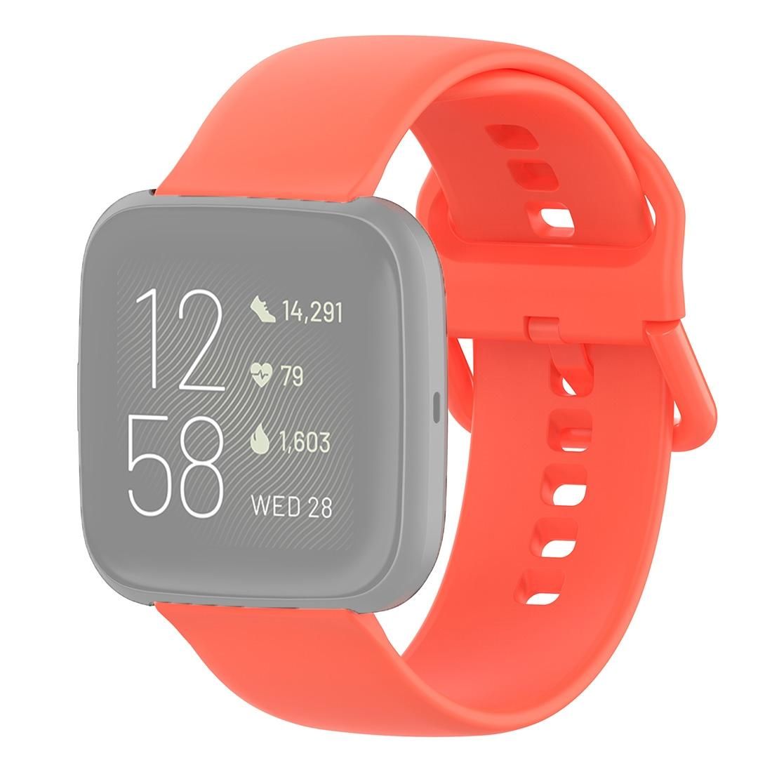 23mm Color Buckle Silicone Wrist Strap Watch Band for Fitbit Versa 2 / Versa / Versa Lite / Blaze, Size: S (Watermelon Red)