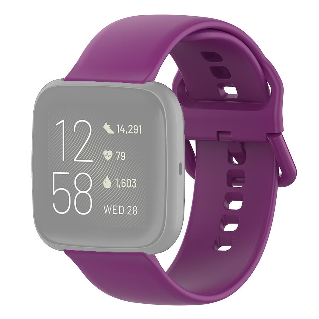 23mm Color Buckle Silicone Wrist Strap Watch Band for Fitbit Versa 2 / Versa / Versa Lite / Blaze, Size: S (Purple)