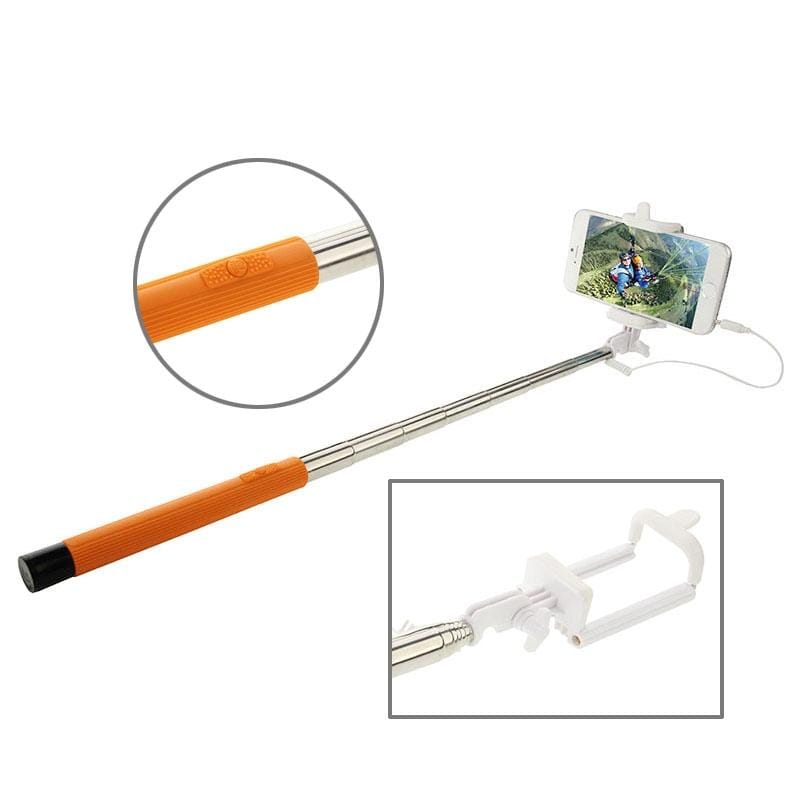 ITC-ZP02B Multifunction Wire Controlled Selfie Stick Monopod Extendable Handheld Holder for IOS & Android Phone, Max Length: 104cm (Orange)