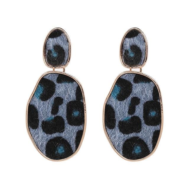 Sexy Leopard Geometric Street Beat Earrings For Lady (Blue)