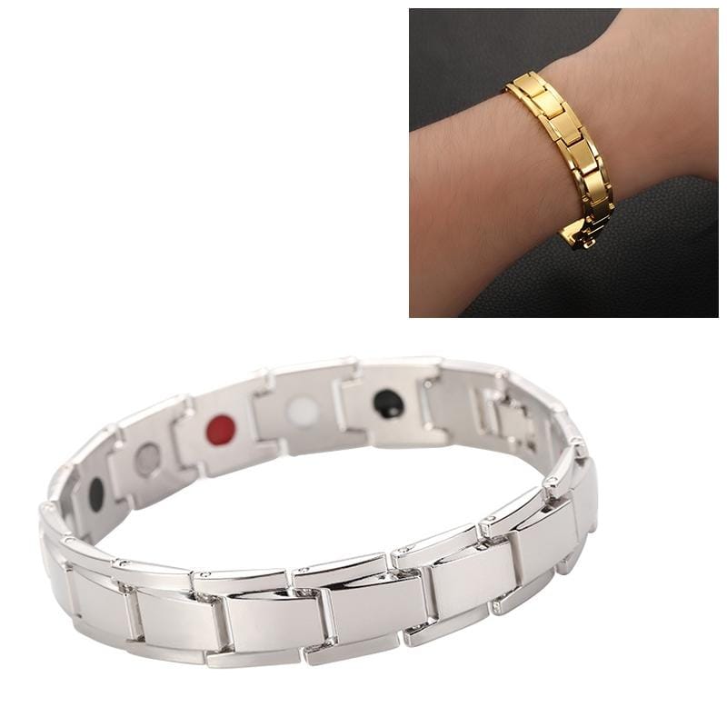 Men Detachable Titanium Steel Magnetic Therapy Bracelet Jewelry (Silver)