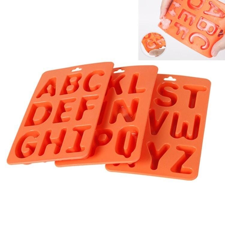 A-Z 3 in 1 Letter Ice Cube Ice Box Silicone Ice Tray Set (Orange)