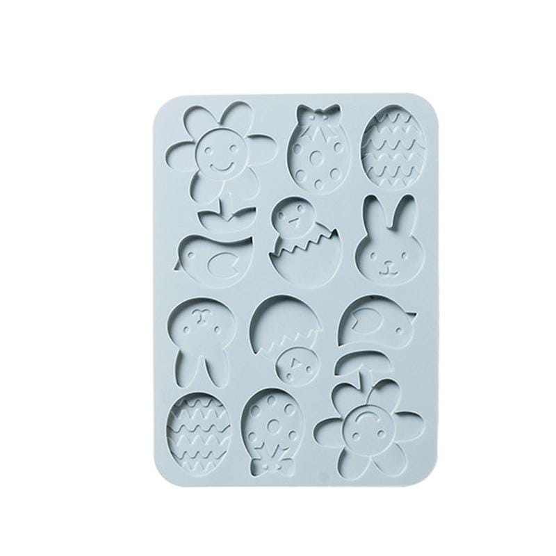 4 PCS Cartoon Farm Style 12 Grid Silicone Ice Cube Chocolate Cake Mould DIY Biscuit Candy Epoxy Baking Mould (Blue)