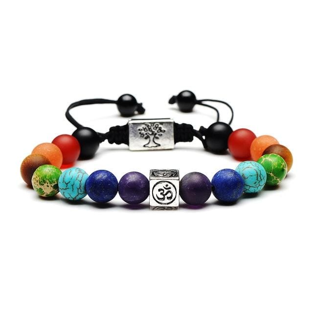 Tree of Life Multicolor Beads Stones Weave Yoga Rope Bracelets (Multicolor silver)