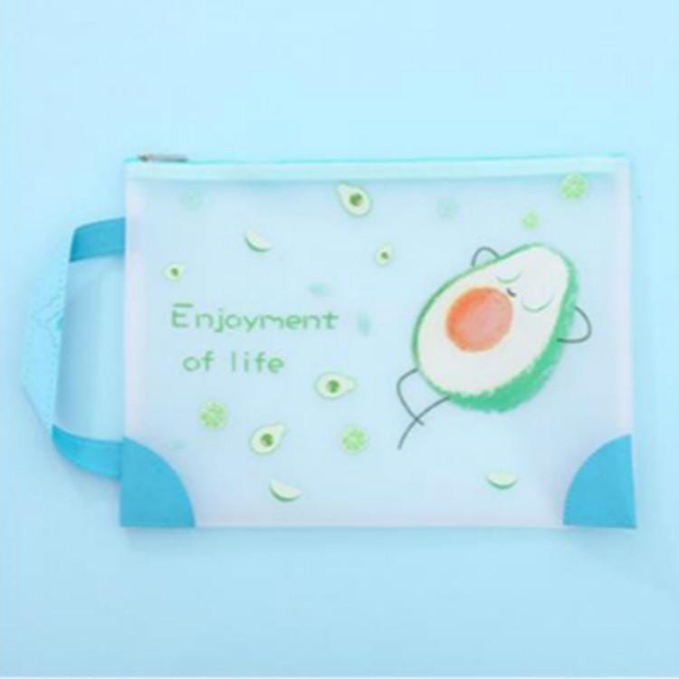 L0028 Avocado TPU File Bag Storage Folder Waterproof Papers Portfolio Student Stationery, Size:L (Beautiful)