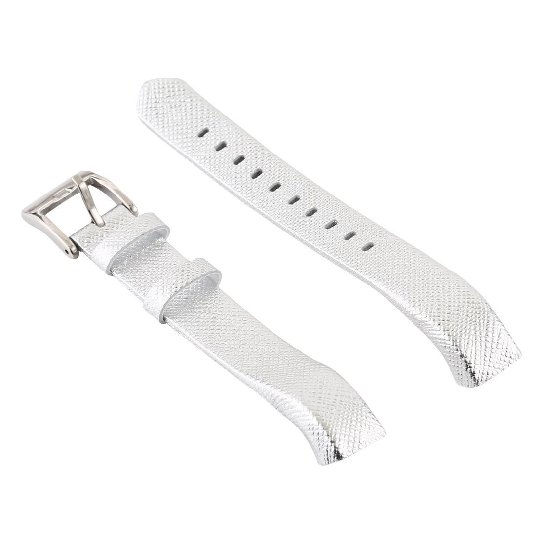 Smart Watch Shiny Leather Watchband for Fitbit Alta (White)