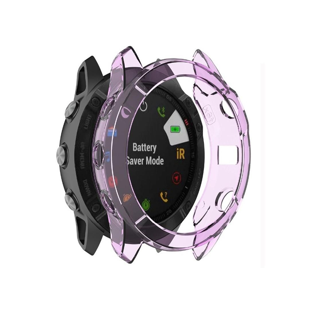 For Garmin Fenix 6X TPU Half Coverage Smart Watch Protevtice Case (Purple)