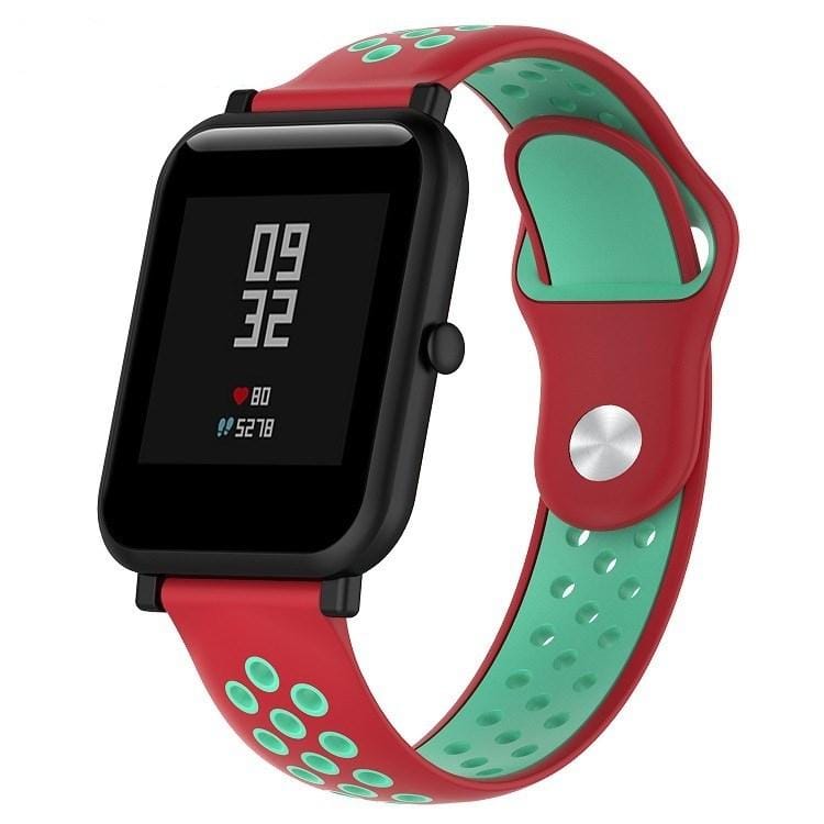 Double Colour Silicone Sport Wrist Strap for Huawei Watch Series 1 18mm (Coral Red + Mint Green)