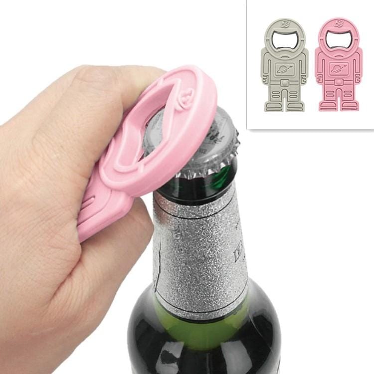 2 PCS Creative Beer Bottle Opener Silicone Astronaut Shape Screwdriver (Pink)