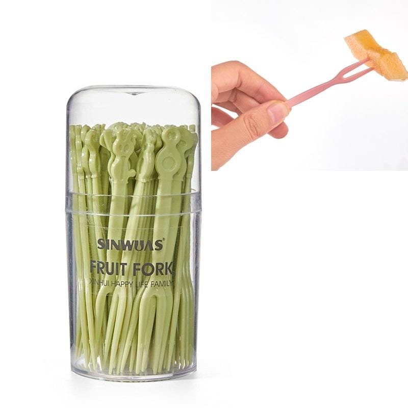 5 Boxes Fruit Fork Set Household Dessert Fruit Toothpicks Disposable Plastic Cake Fork (Green)